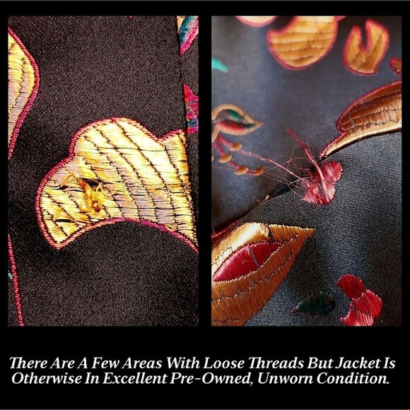 Soft Surroundings Embroidered Satin Asian Frog Clasp Blazer Jacket Womens XL - Picture 6 of 10